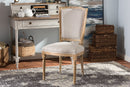 Alonza Weathered Oak Finish Wood and Beige Fabric Upholstered Dining Side Chair Baxton