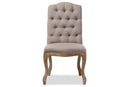 Caelan Weathered Oak Beige Fabric Button-tufted Upholstered Dining Chair Baxton