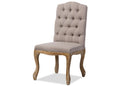 Caelan Weathered Oak Beige Fabric Button-tufted Upholstered Dining Chair Baxton