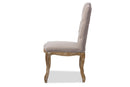 Caelan Weathered Oak Beige Fabric Button-tufted Upholstered Dining Chair Baxton