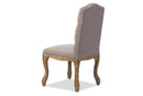 Caelan Weathered Oak Beige Fabric Button-tufted Upholstered Dining Chair Baxton