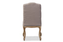 Caelan Weathered Oak Beige Fabric Button-tufted Upholstered Dining Chair Baxton