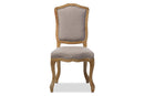 Gervais Weathered Oak Beige Fabric Upholstered Dining Side Chair Baxton