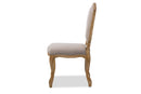 Gervais Weathered Oak Beige Fabric Upholstered Dining Side Chair Baxton