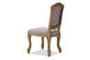 Gervais Weathered Oak Beige Fabric Upholstered Dining Side Chair Baxton