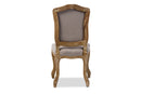 Gervais Weathered Oak Beige Fabric Upholstered Dining Side Chair Baxton