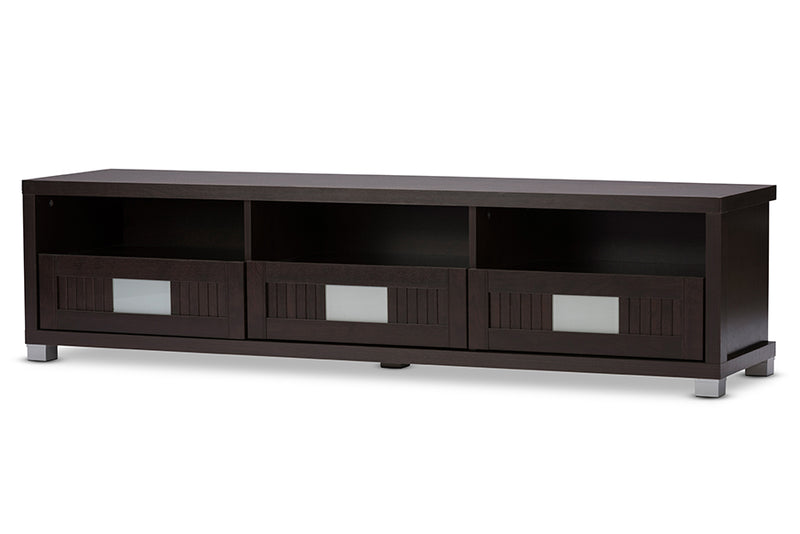 Aberdeen Dark Brown Wood 63-Inch TV Cabinet w/3-drawer