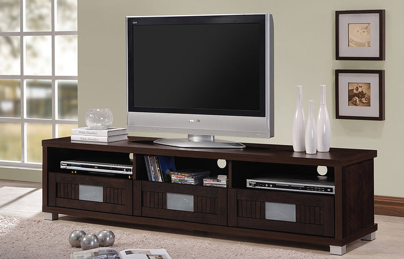 Aberdeen Dark Brown Wood 63-Inch TV Cabinet w/3-drawer