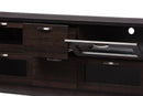 Aliya 63 Inches Dark Brown Wood TV Cabinet w/4 Glass Doors and 2 Drawers Baxton