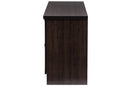 Aliya 63 Inches Dark Brown Wood TV Cabinet w/4 Glass Doors and 2 Drawers Baxton