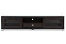 Umar 70-Inch Dark Brown TV Cabinet w/2 Sliding Doors and Drawer Baxton