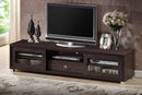 Umar 70-Inch Dark Brown TV Cabinet w/2 Sliding Doors and Drawer Baxton
