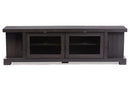 Rinjani 70-Inch Greyish Dark Brown Wood TV Cabinet w/2 Glass Doors and 2 Doors Baxton