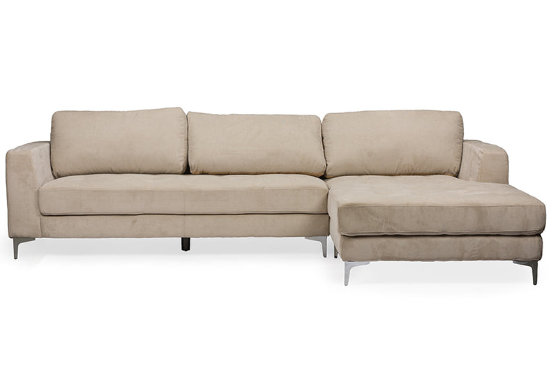 Legrand Contemporary Light Beige Microfiber Right Facing Sectional Sofa