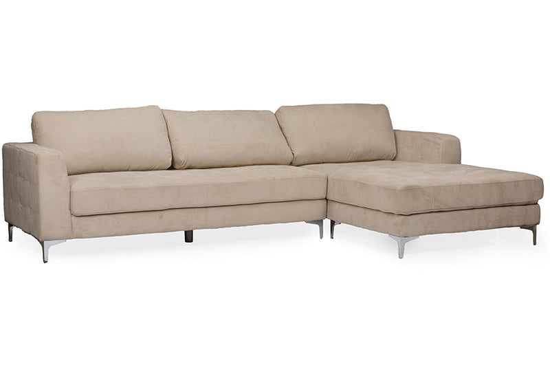 Legrand Contemporary Light Beige Microfiber Right Facing Sectional Sofa