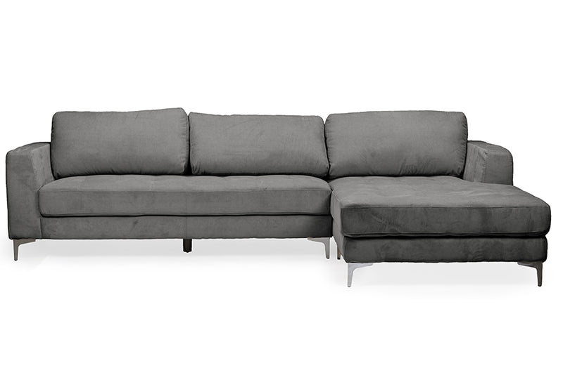 Legrand Contemporary Gray Microfiber Right Facing Sectional Sofa