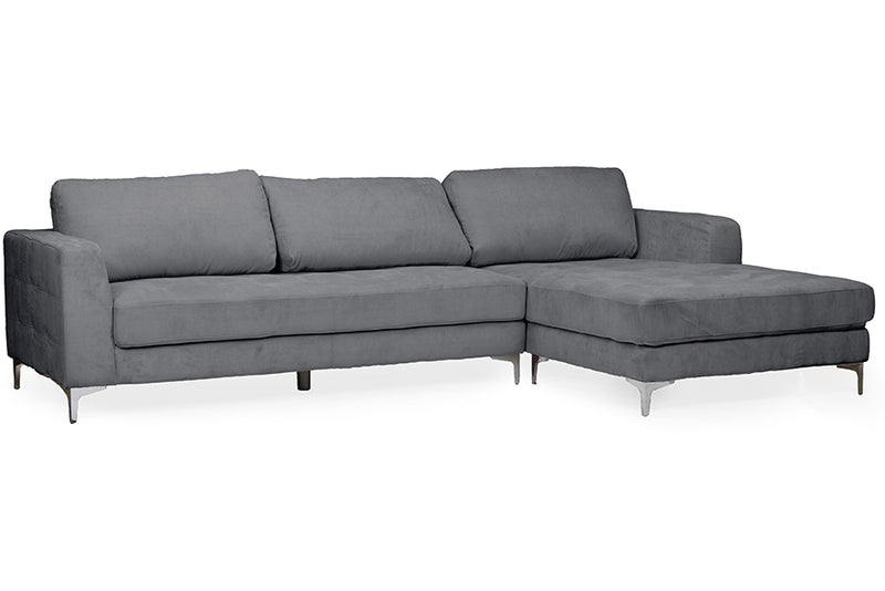 Legrand Contemporary Gray Microfiber Right Facing Sectional Sofa