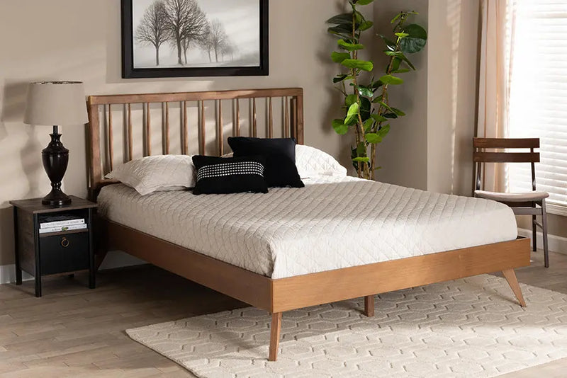 Velencia Ash Walnut Finished Wood Platform Bed (Queen) iHome Studio