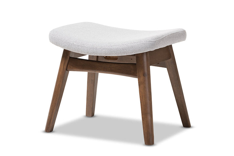 Neville Light Gray Fabric Upholstered Ottoman Baxton