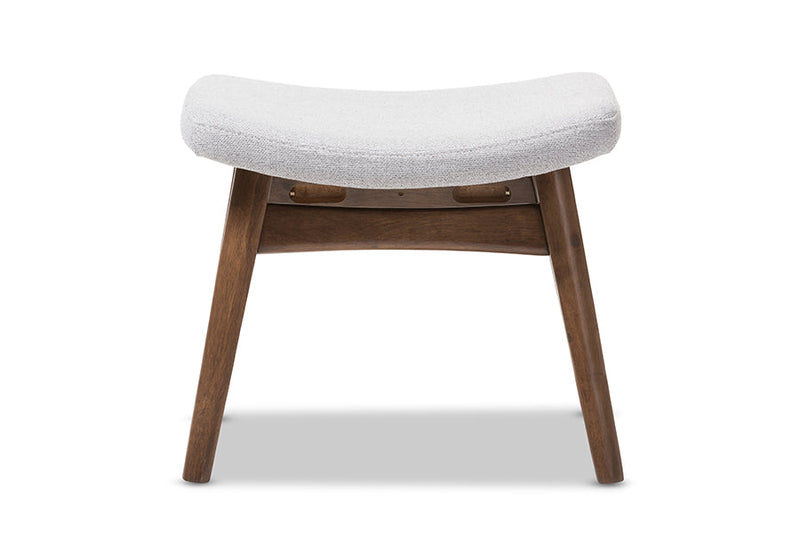 Neville Light Gray Fabric Upholstered Ottoman Baxton