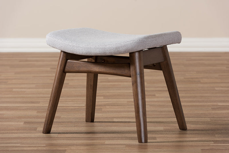 Neville Light Gray Fabric Upholstered Ottoman Baxton