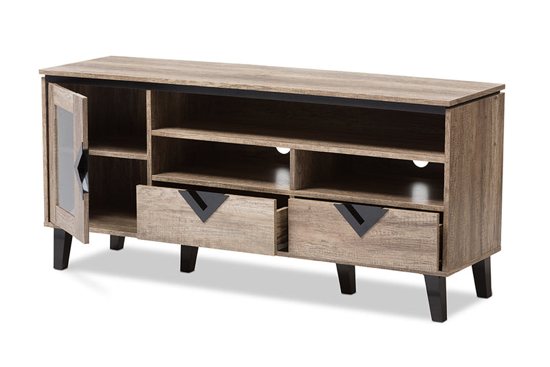 Sovanna Modern and Contemporary Light Brown Wood 55-Inch TV Stand