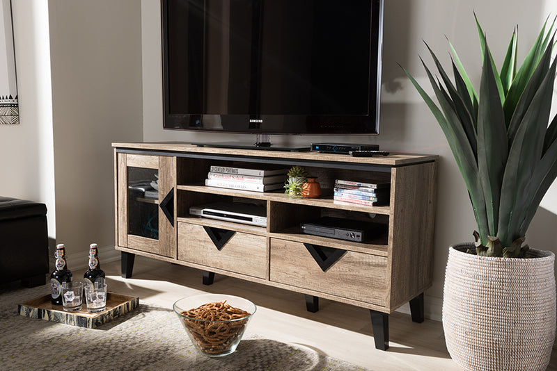 Sovanna Modern and Contemporary Light Brown Wood 55-Inch TV Stand