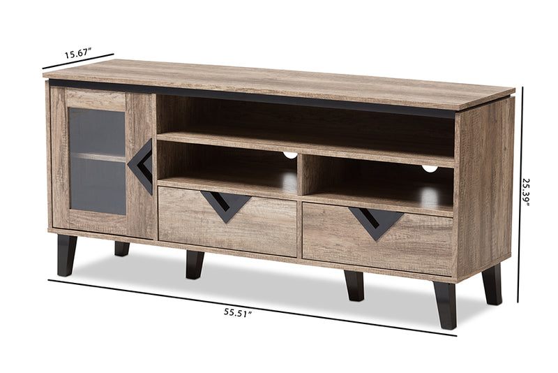 Sovanna Modern and Contemporary Light Brown Wood 55-Inch TV Stand