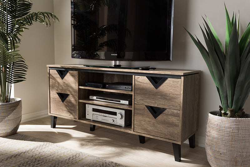 Elizette Modern and Contemporary Light Brown Wood 55-Inch TV Stand