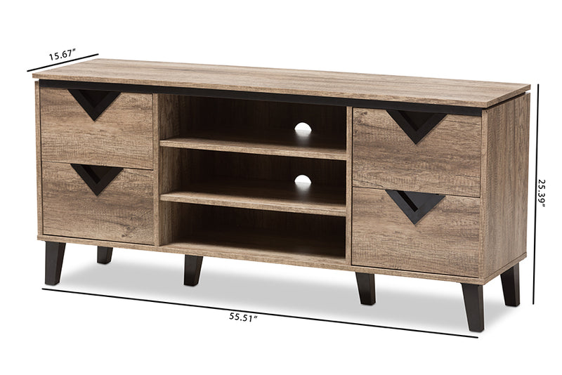 Elizette Modern and Contemporary Light Brown Wood 55-Inch TV Stand