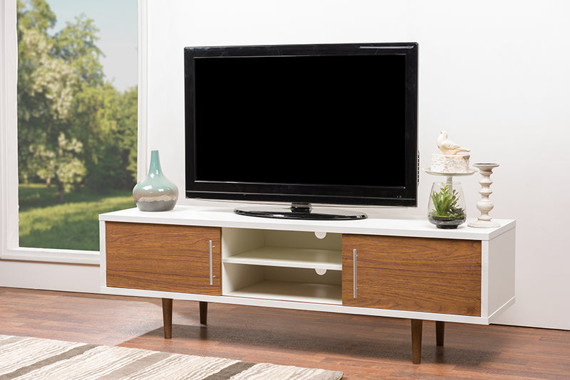 Ishana 2 Tone Faux Wood Veneer TV Stand