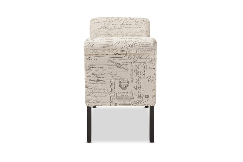 Aimi Script-Patterned French Laundry Fabric Storage Bench