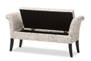 Aimi Script-Patterned French Laundry Fabric Storage Bench Baxton