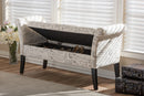 Aimi Script-Patterned French Laundry Fabric Storage Bench Baxton
