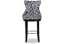 Boone Zebra-print Patterned Fabric Upholstered Bar Stool w/Metal Footrest Baxton