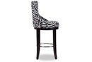 Boone Zebra-print Patterned Fabric Upholstered Bar Stool w/Metal Footrest Baxton