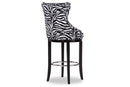 Boone Zebra-print Patterned Fabric Upholstered Bar Stool w/Metal Footrest Baxton