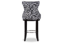 Boone Zebra-print Patterned Fabric Upholstered Bar Stool w/Metal Footrest Baxton