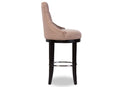 Matiese Button-tufted Beige Fabric Upholstered Bar Stool w/Metal Footrest Baxton