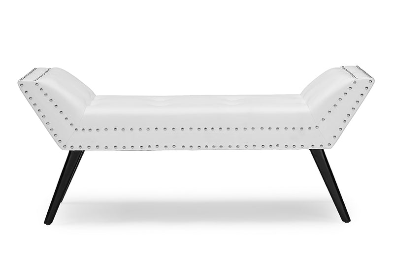 Orlando Modern and Contemporary White Faux Leather Upholstered Large Ottoman Seating Bench