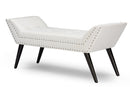 Orlando White Faux Leather Upholstered Large Ottoman Seating Bench Baxton