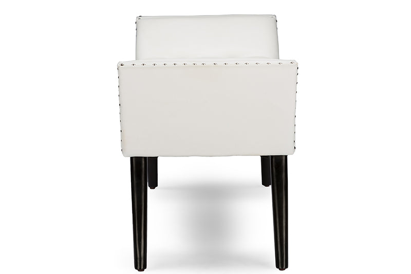 Orlando Modern and Contemporary White Faux Leather Upholstered Large Ottoman Seating Bench