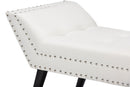 Orlando White Faux Leather Upholstered Large Ottoman Seating Bench Baxton