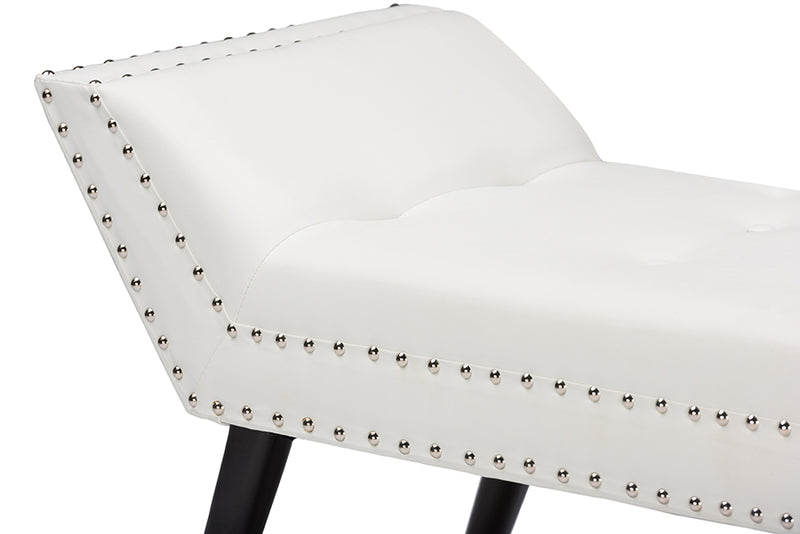 Orlando Modern and Contemporary White Faux Leather Upholstered Large Ottoman Seating Bench