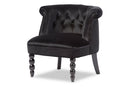 Patrice Victorian Style Black Velvet Fabric Upholstered Vanity Accent Chair Baxton