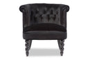 Patrice Victorian Style Black Velvet Fabric Upholstered Vanity Accent Chair Baxton