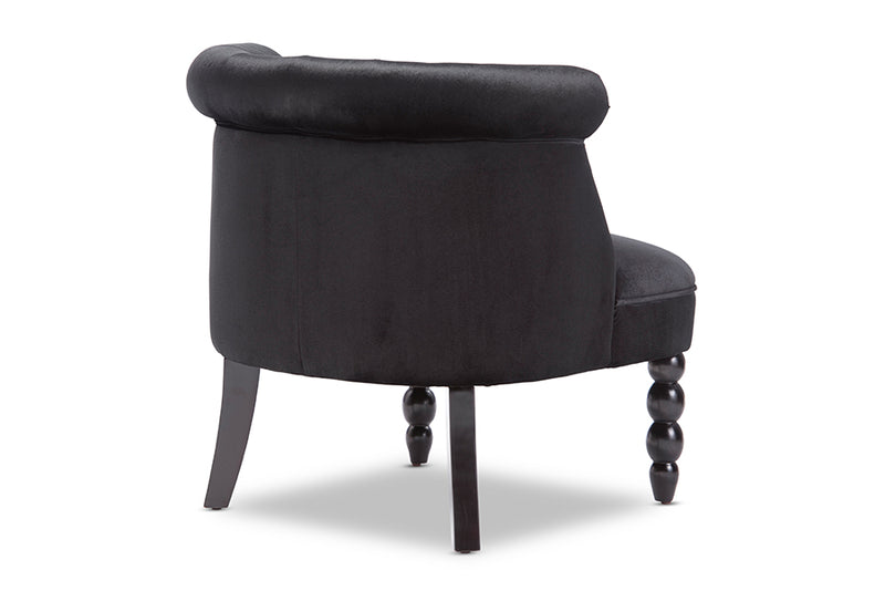 Patrice Victorian Style Contemporary Black Velvet Fabric Upholstered Vanity Accent Chair