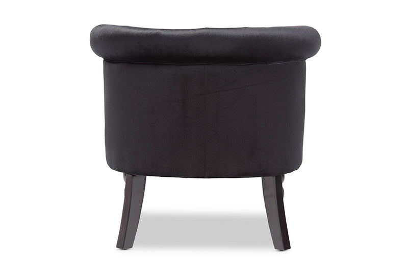 Patrice Victorian Style Contemporary Black Velvet Fabric Upholstered Vanity Accent Chair