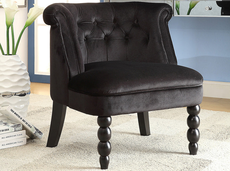 Patrice Victorian Style Contemporary Black Velvet Fabric Upholstered Vanity Accent Chair