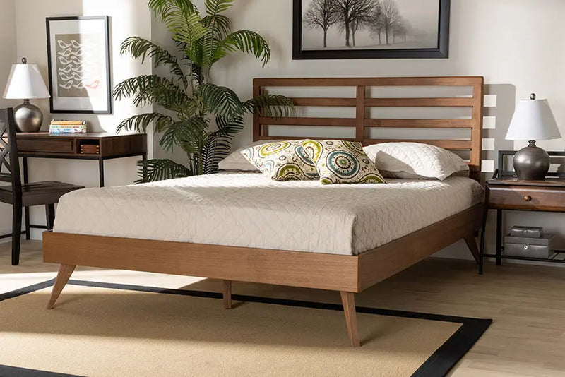 Worcester Ash Walnut Finished Wood Platform Bed (Full) iHome Studio